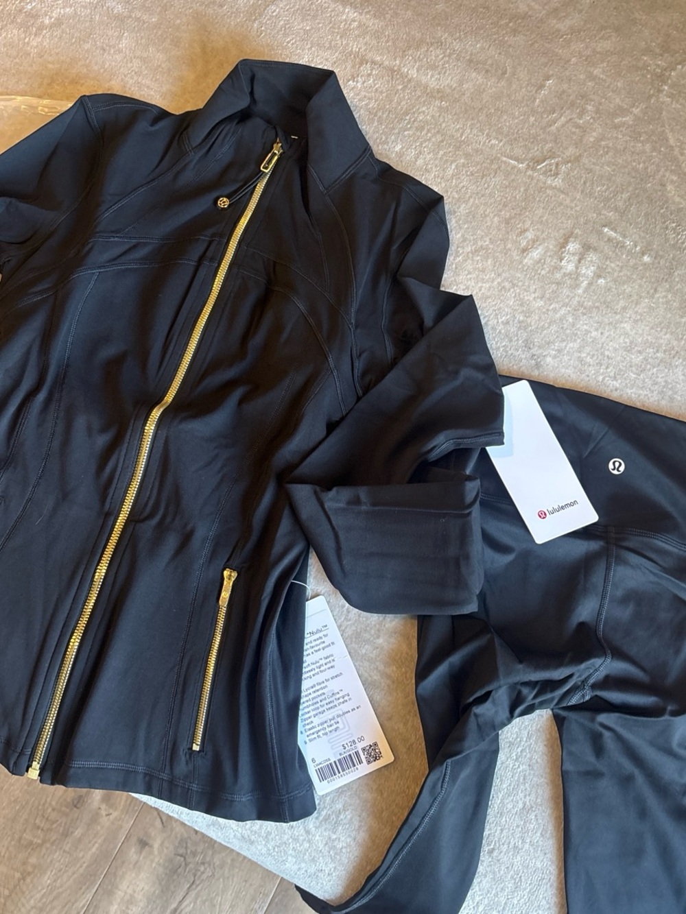 lululemon athletica Women's Black Zip-Up Jacket with Gold Hardware women’s set